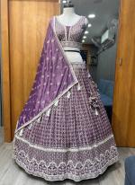 Silk Purple Wedding Wear Embroidery Work Lehenga Choli